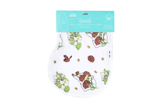 Ohio Baby (Floral): 2-in-1 Burp Cloth and Bib: