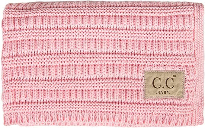 Baby Throw Blanket - Ribbed Knit (Pale Pink)