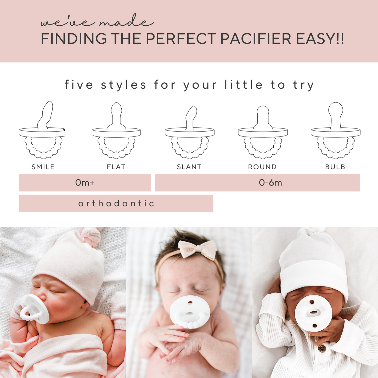 Pacifier Starter Kit – 5 Cutie PAT Styles for Soothing, Teething, and Baby Comfort