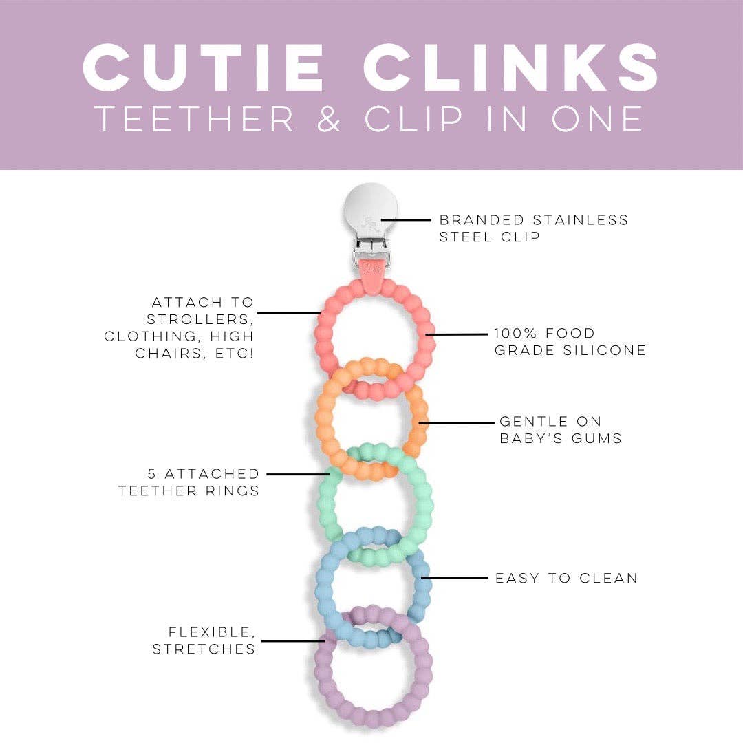 Cutie Clinks – Attachable Teether for Developmental Support and Gum Relief