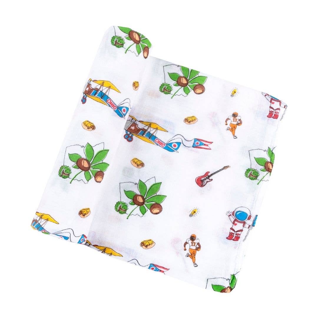 Ohio Baby: Muslin Cotton Baby Swaddle Blanket (Unisex)