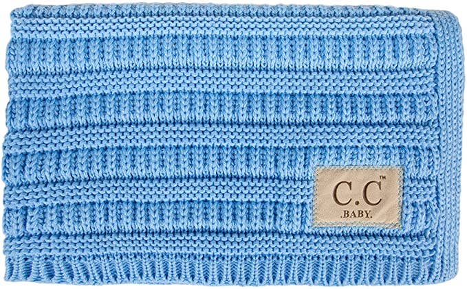 Baby Throw Blanket - Ribbed Knit (Pale Blue)