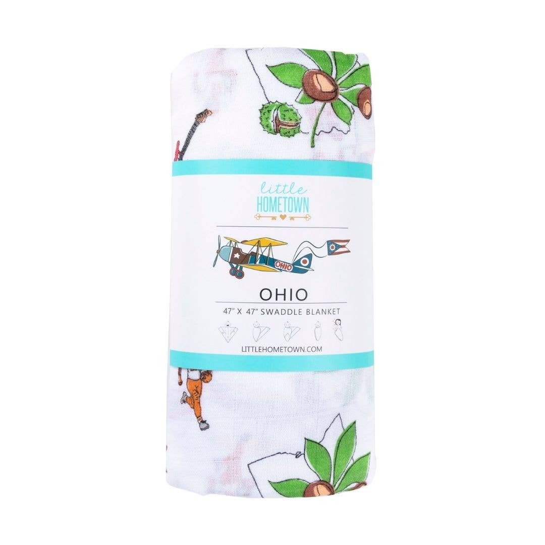 Ohio Baby: Muslin Cotton Baby Swaddle Blanket (Unisex)