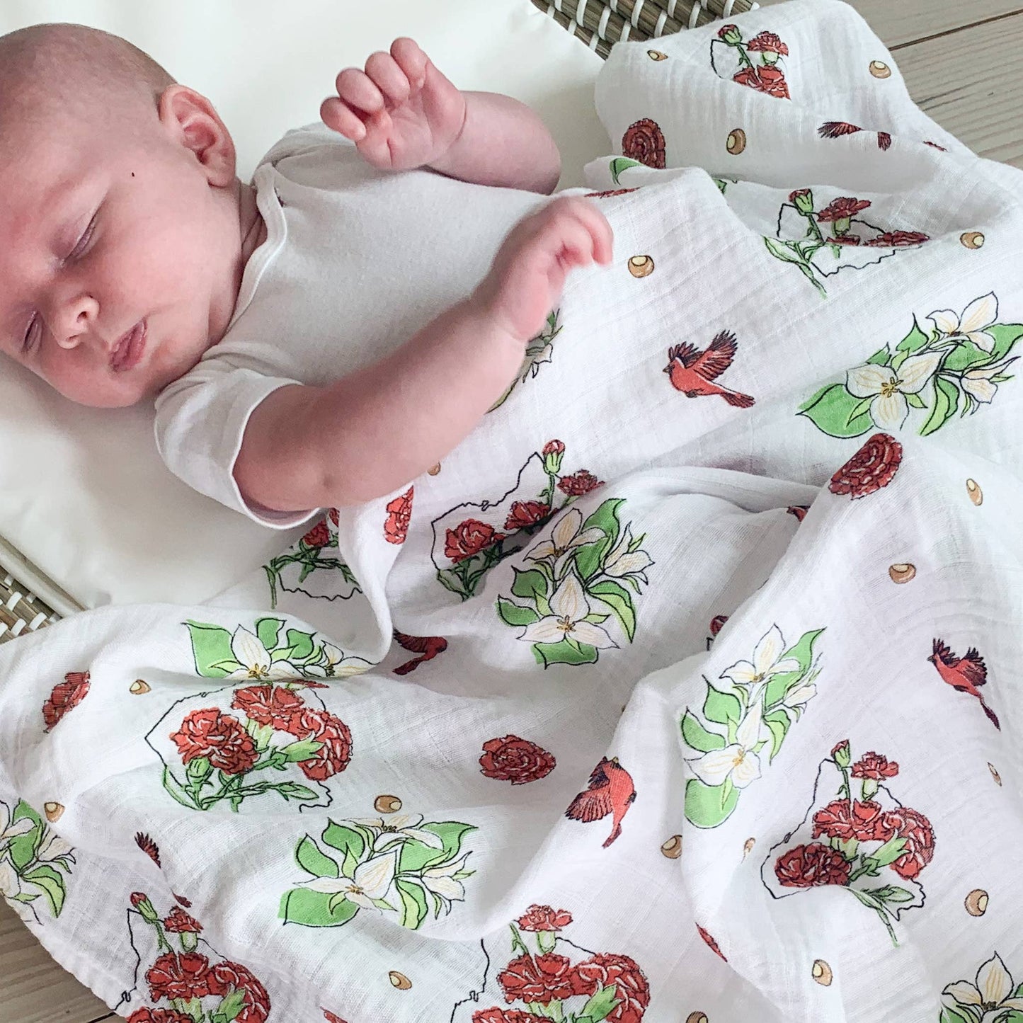 Ohio Baby (Floral): Muslin Cotton Baby Swaddle