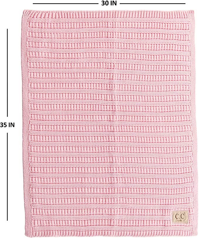 Baby Throw Blanket - Ribbed Knit (Pale Pink)