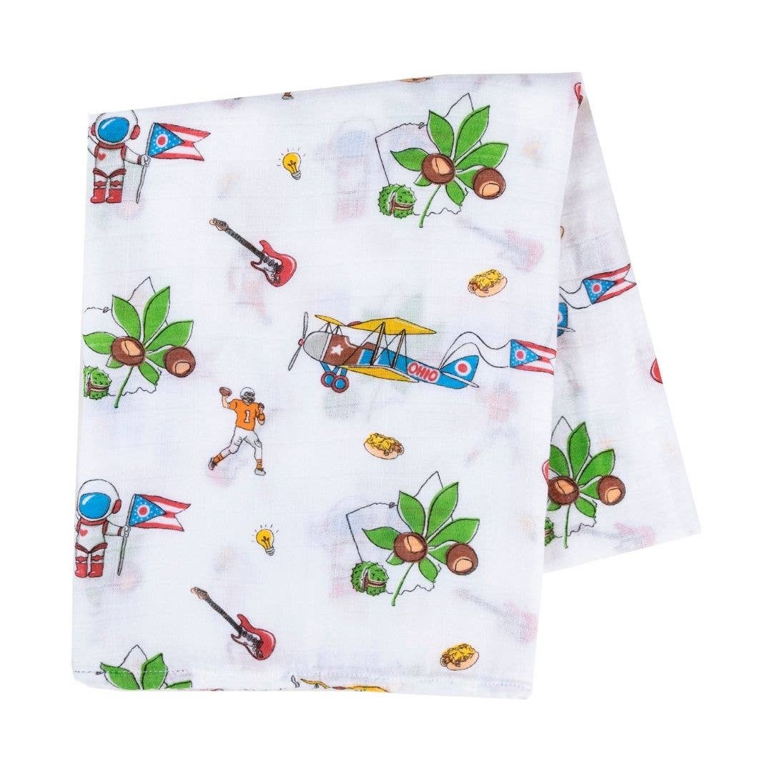 Ohio Baby: Muslin Cotton Baby Swaddle Blanket (Unisex)