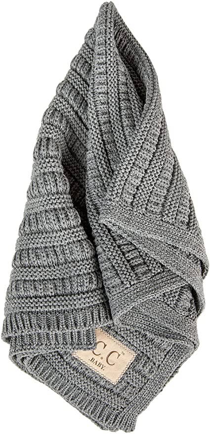 Baby Throw Blanket - Ribbed Knit (Heather Grey)