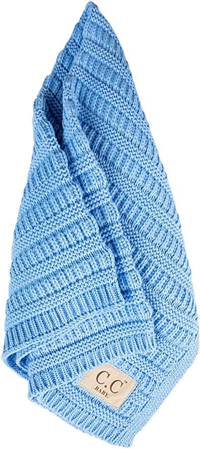 Baby Throw Blanket - Ribbed Knit (Pale Blue)